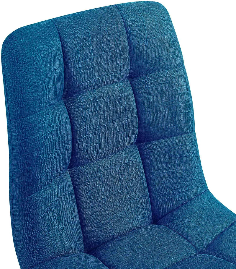 Lot de 2 chaises de salle à manger coutures décoratives carrées assise en tissu bleu pieds en métal noir 10_0001574