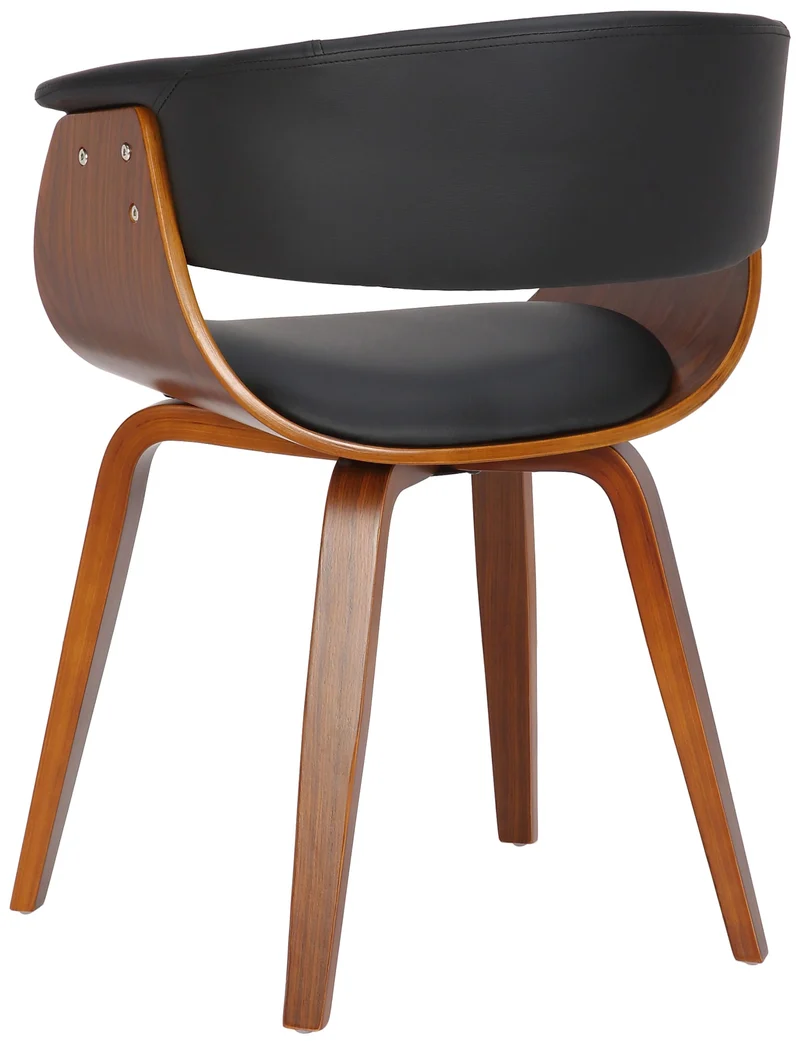 Lot de 2 chaises de la salle à manger design retro en structure en bois marron et assise en PVC noir 10_0001686