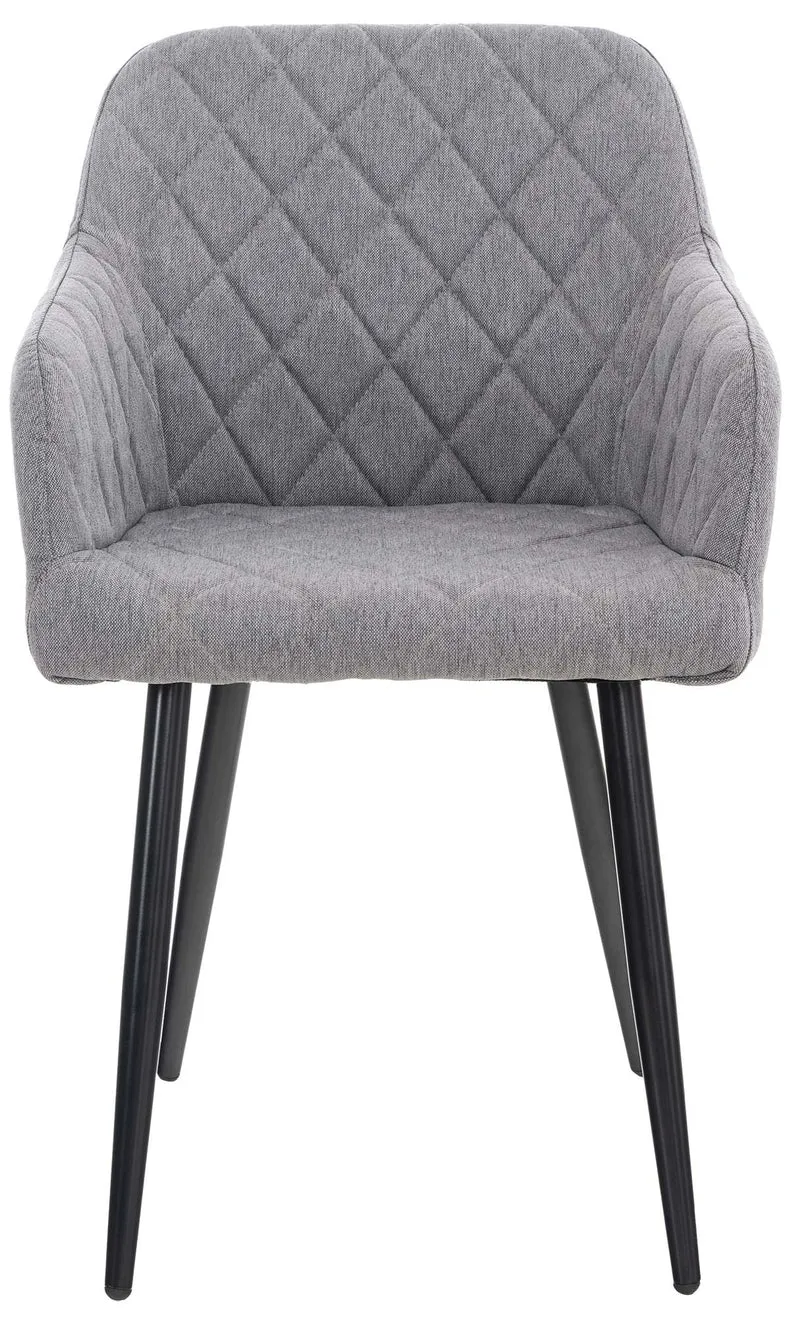 Lot de 2 chaises de salle à manger design retro coutures décoratives en losanges assise en tissu gris 10_0001565