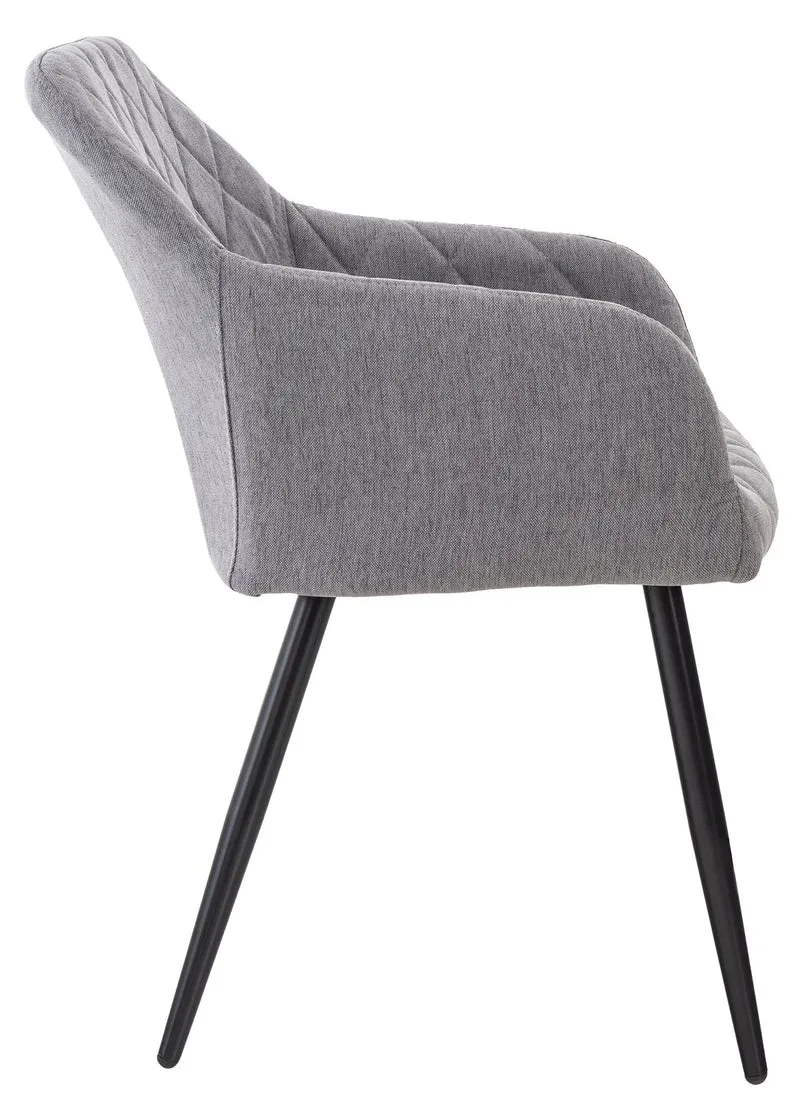 Lot de 2 chaises de salle à manger design retro coutures décoratives en losanges assise en tissu gris 10_0001565