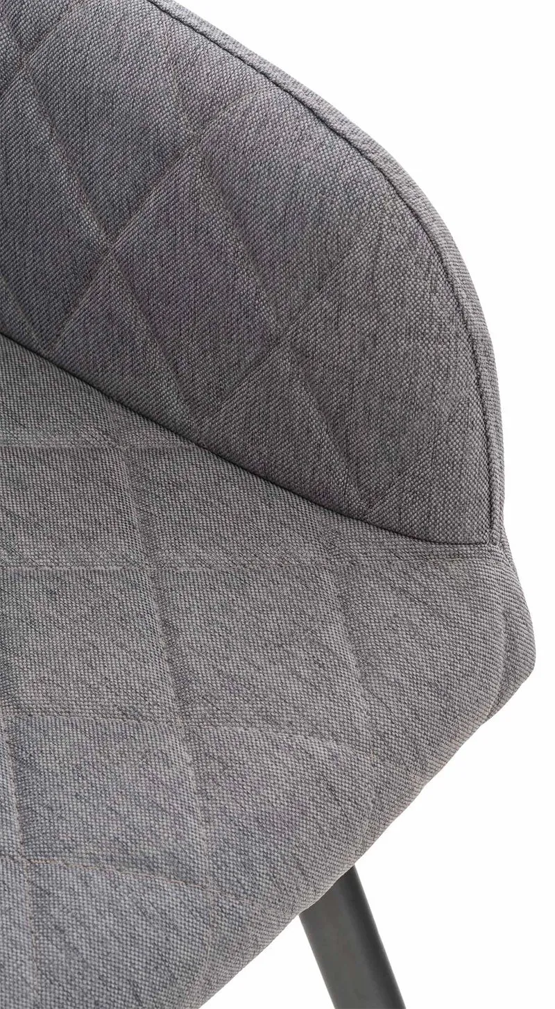 Lot de 2 chaises de salle à manger design retro coutures décoratives en losanges assise en tissu gris 10_0001565