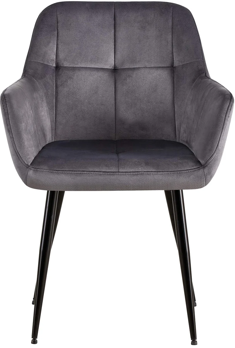 Lot de 2 chaises de salle à manger design retro coutures décoratives en carrées assise en velours gris 10_0001534