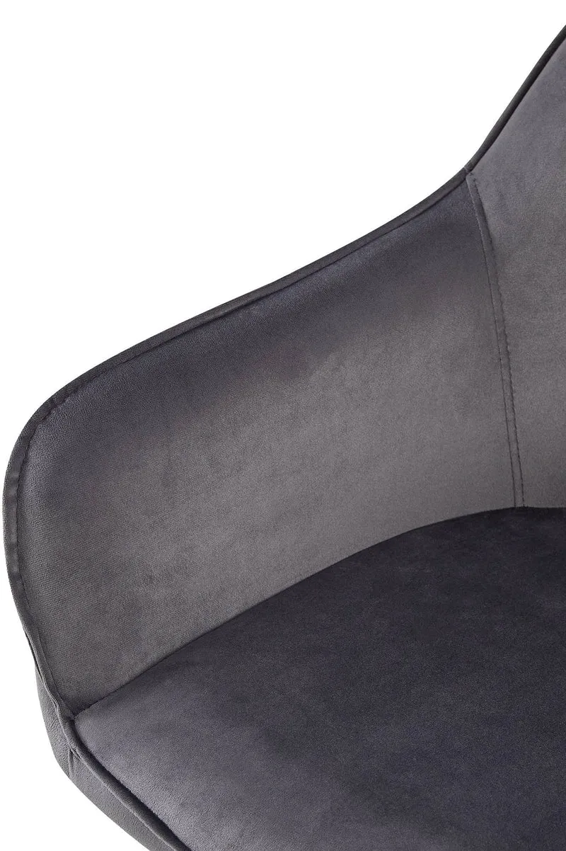 Set de 2 chaises de salle à manger dossier arrondis avec accoudoirs en velours gris foncé 10_0001528
