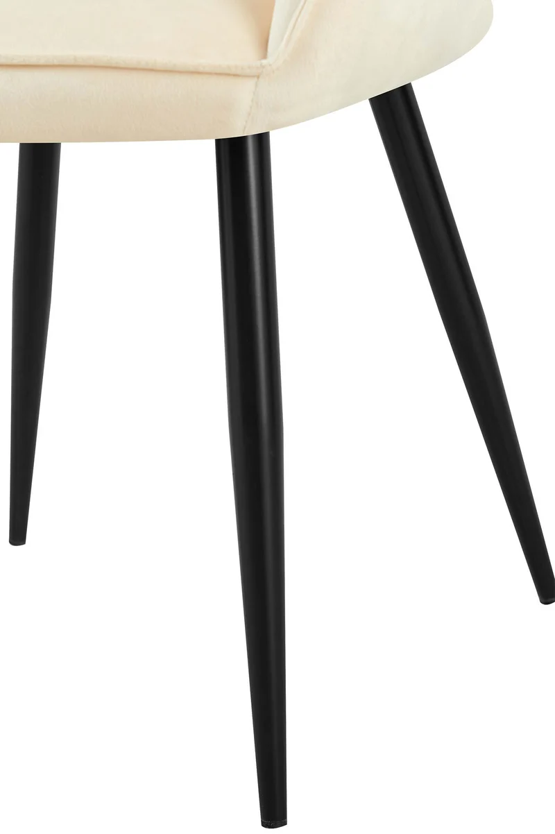 Set de 2 chaises de salle à manger dossier arrondis avec accoudoirs en velours crème 10_0001527