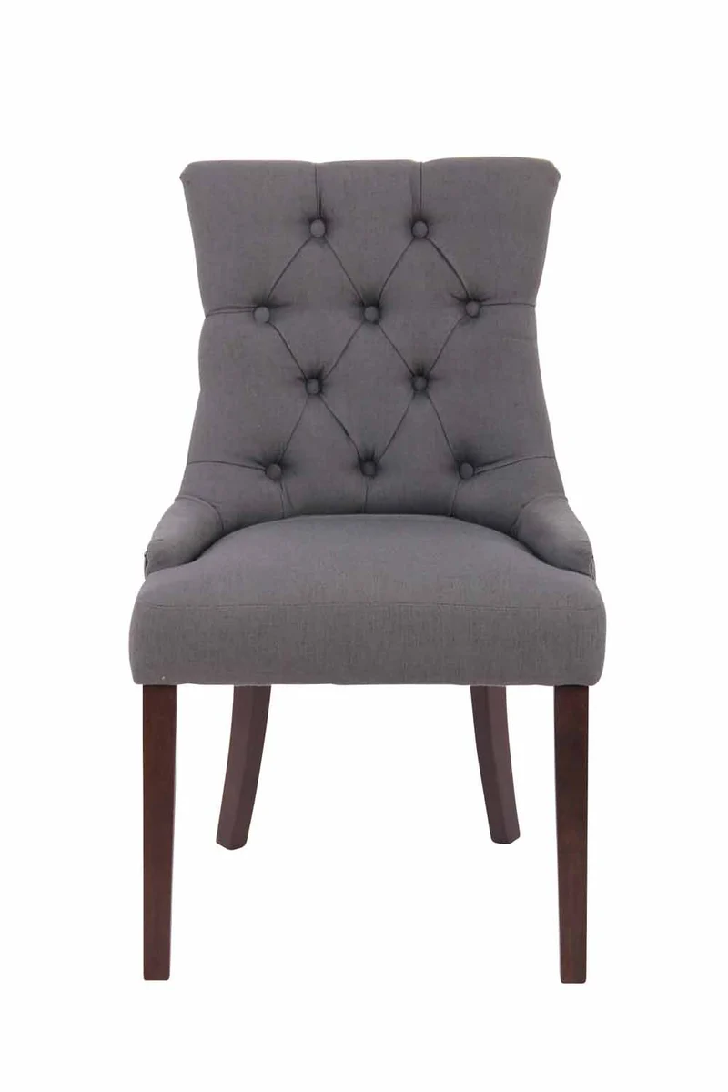 Lot de 2 chaises de salle à manger avec boutons décoratives assise en tissu gris foncé pieds foncés 10_0001519
