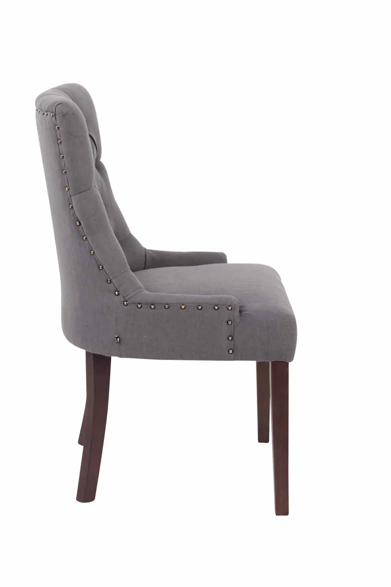 Lot de 2 chaises de salle à manger avec boutons décoratives assise en tissu gris foncé pieds foncés 10_0001519