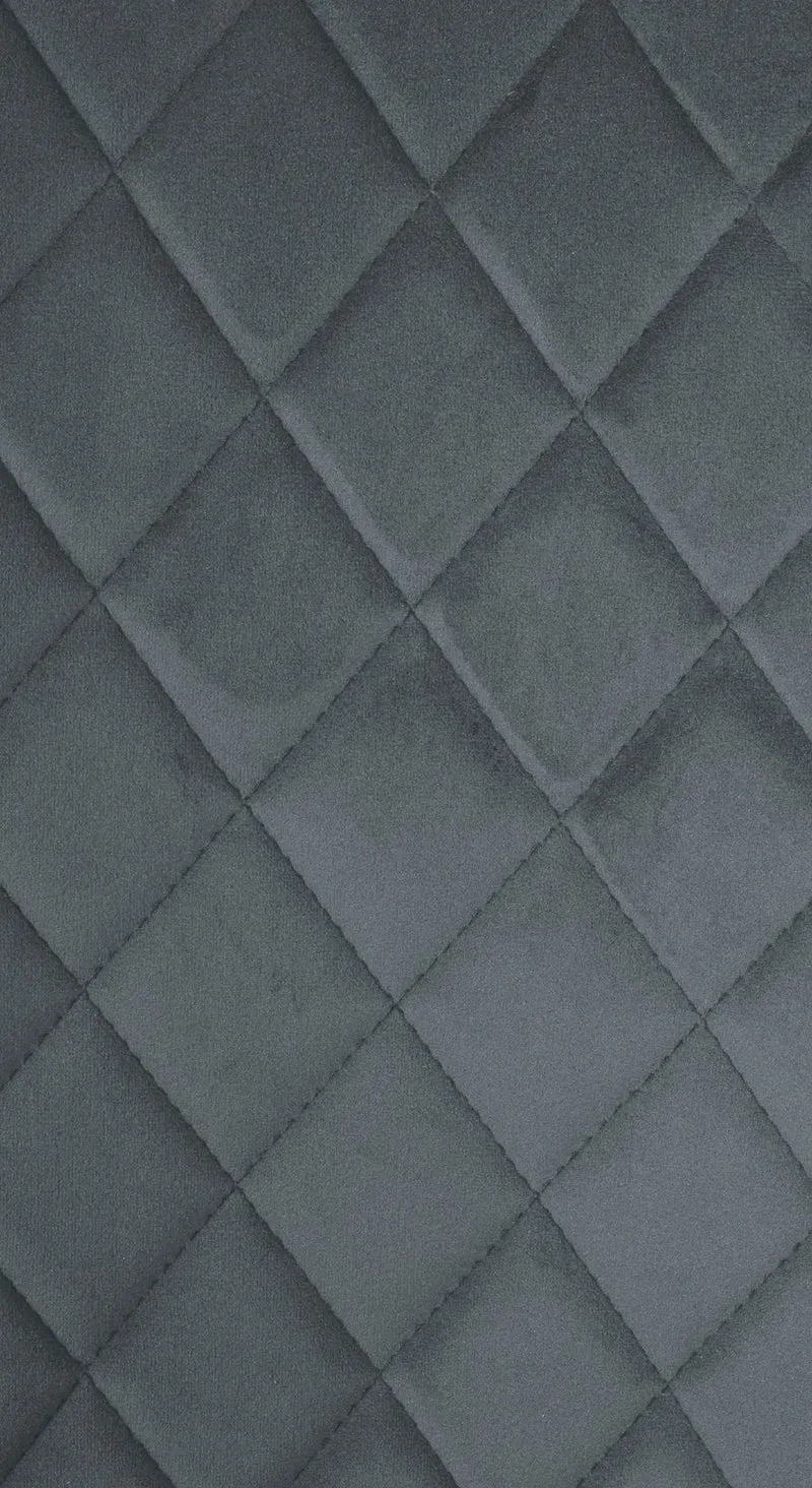 Chaise de salle à manger x1 coutures décoratives en losange assise en velours gris foncé et pieds métal noir 10_0001499