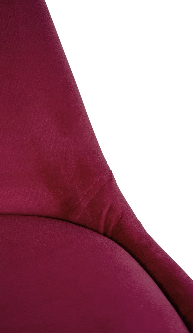 Chaise de salle à manger x1 style scandinave en velours bordeaux pieds en bois clair 10_0001471