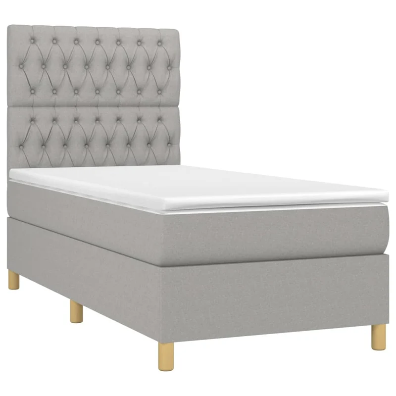 Cadre de lit LED avec sommier tête de lit matelas surmatelas 100x200 cm tissu gris clair TDL0207924