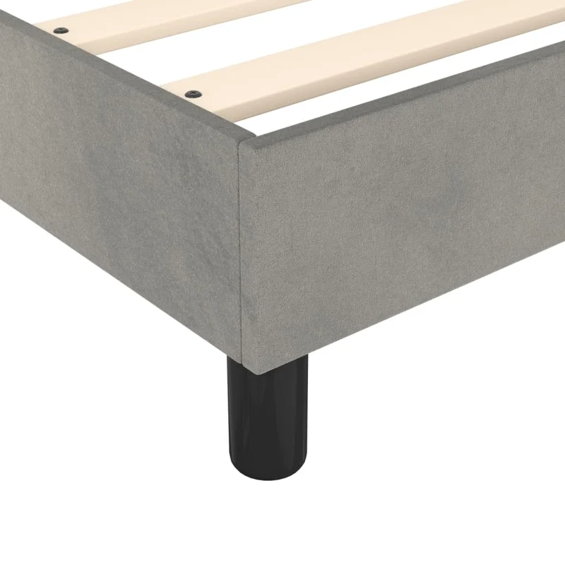Sommier à lattes sur pieds cadre de lit 180x200 cm tissu velours gris clair TDL0207177