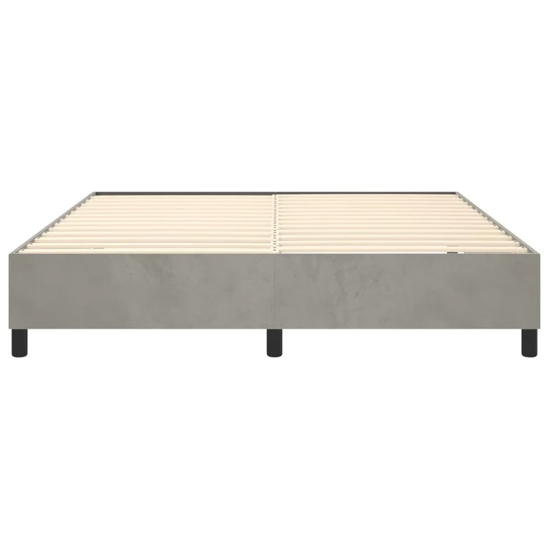 Sommier à lattes sur pieds cadre de lit 160x200 cm tissu velours gris clair TDL0207183