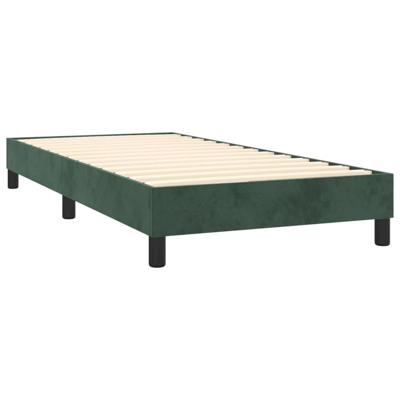 Sommier à lattes sur pieds cadre de lit 80x200 cm tissu velours vert foncé TDL0206877