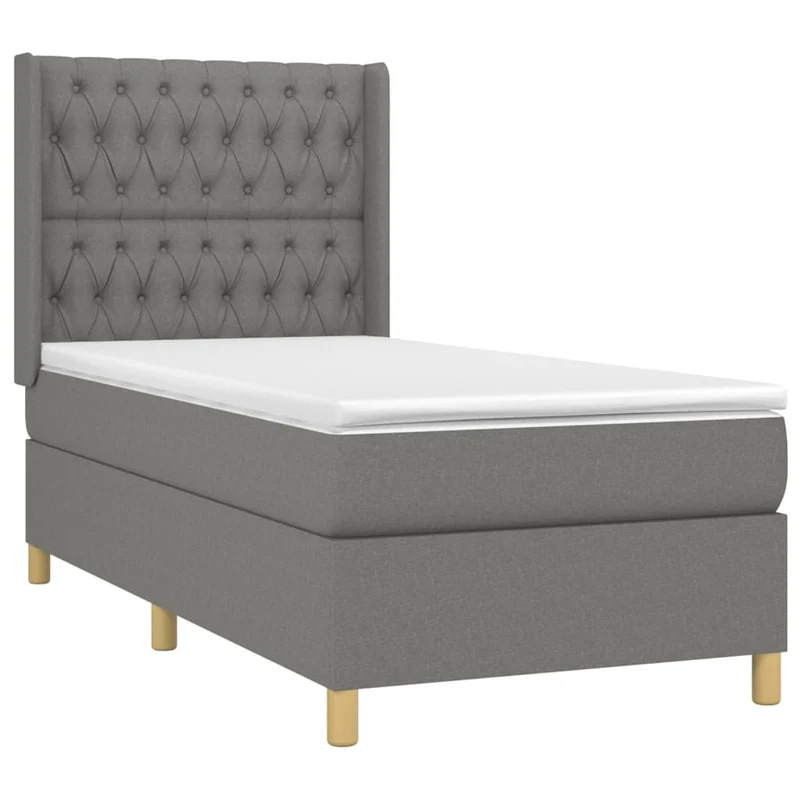 Cadre de lit LED avec sommier tête de lit matelas 100x200 cm tissu gris foncé TDL0208445