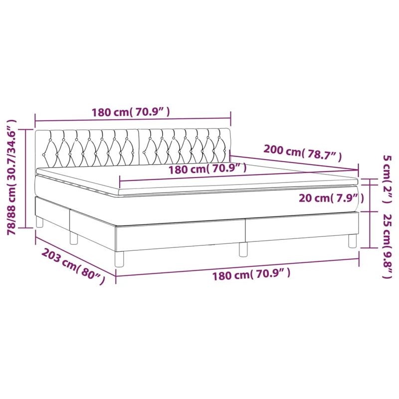 Cadre de lit LED avec sommier tête de lit matelas 180x200 cm tissu gris foncé TDL0208319