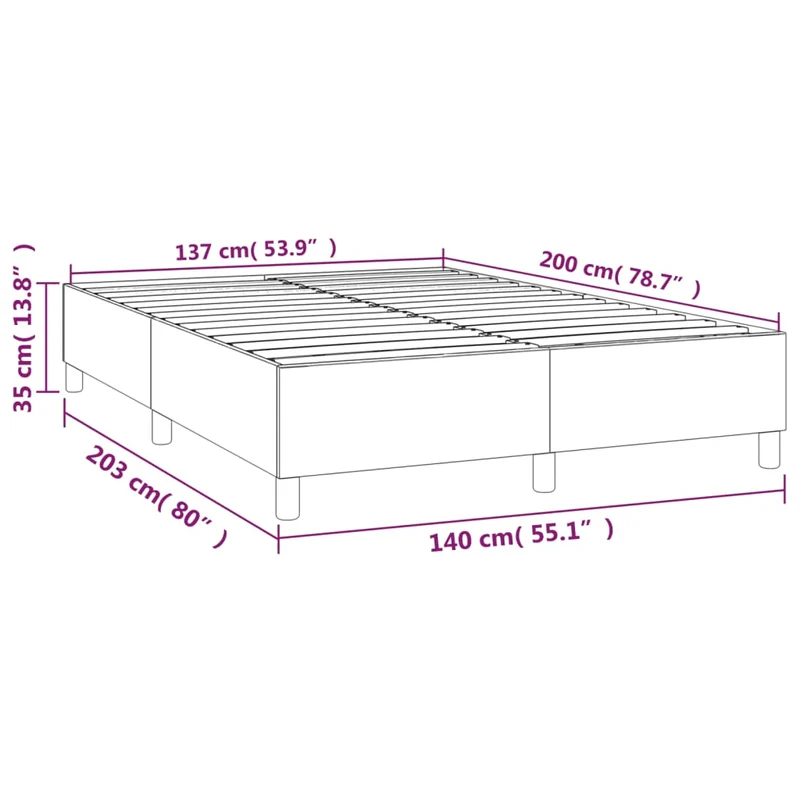 Sommier à lattes sur pieds cadre de lit 140x200 cm tissu crème TDL0207263