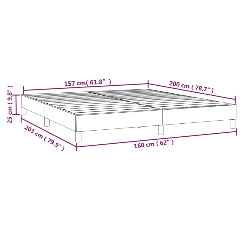 Sommier à lattes sur pieds cadre de lit 160x200 cm tissu gris foncé TDL0207127