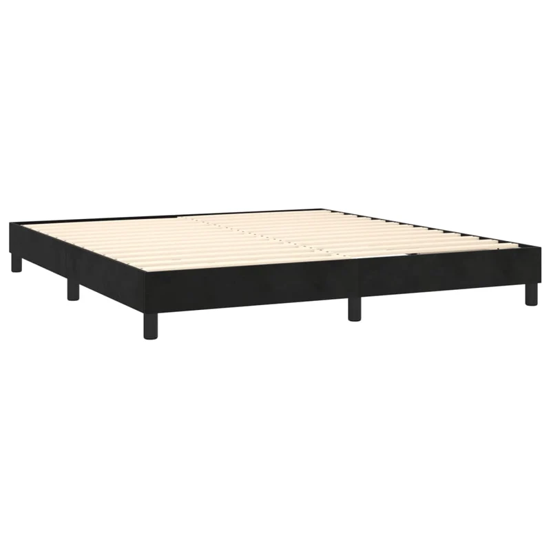 Sommier à lattes sur pieds cadre de lit 160x200 cm tissu velours noir TDL0207004