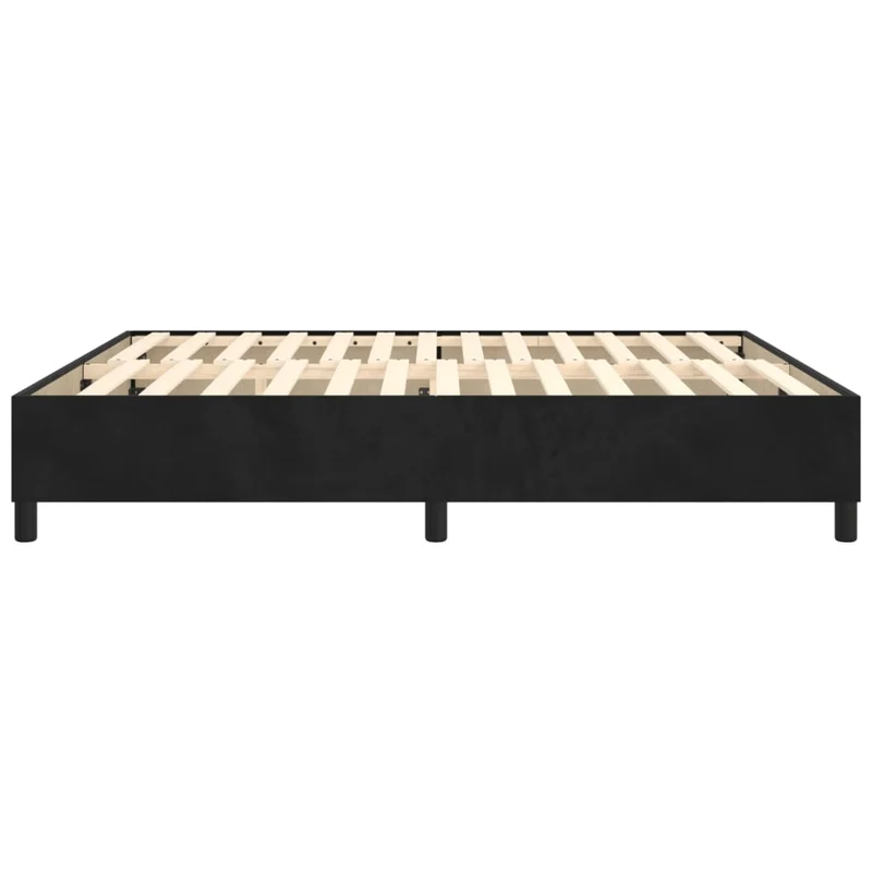 Sommier à lattes sur pieds cadre de lit 180x200 cm tissu velours noir TDL0206997
