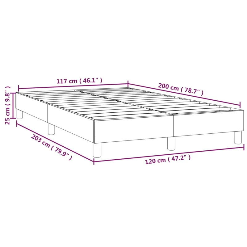 Sommier à lattes sur pieds cadre de lit 120x200 cm tissu gris clair TDL0207206
