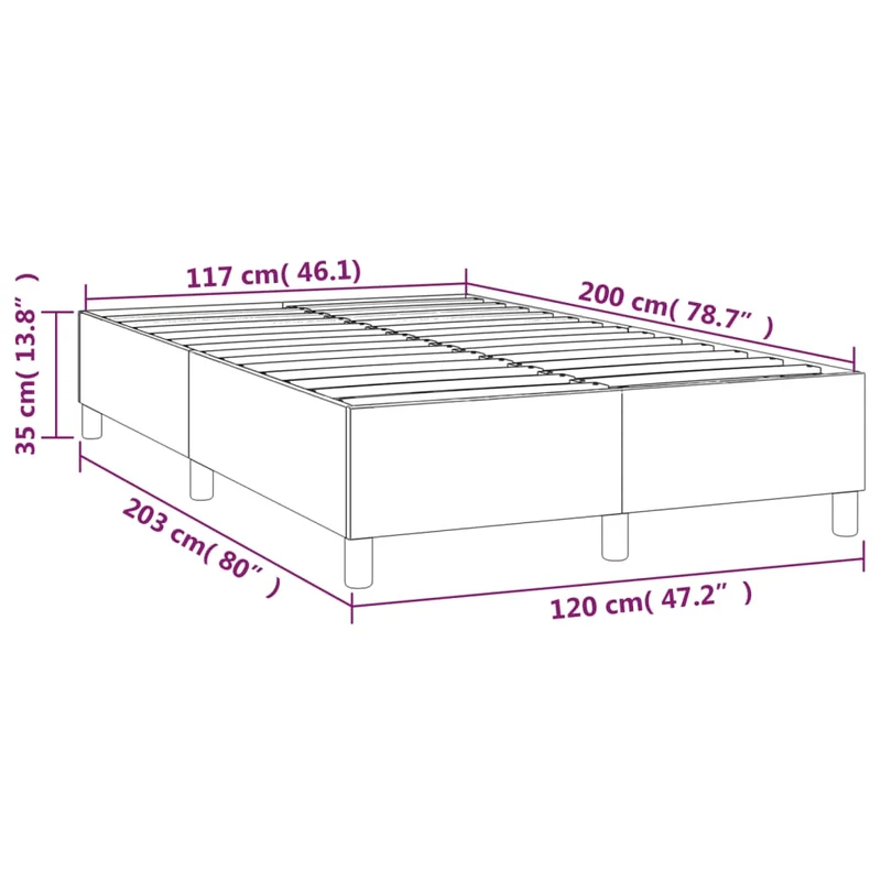 Sommier à lattes sur pieds cadre de lit 120x200 cm tissu gris clair TDL0207204