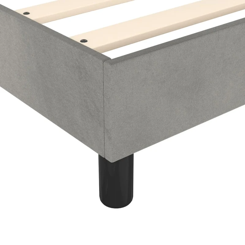Sommier à lattes sur pieds cadre de lit 140x200 cm tissu velours gris clair TDL0207190