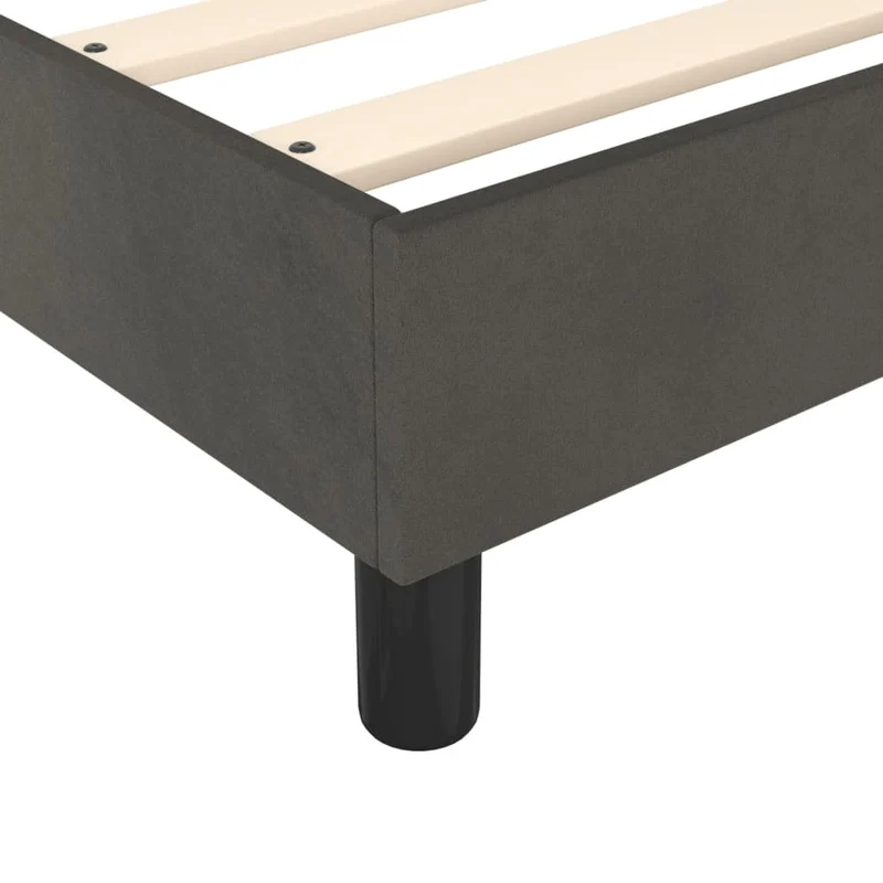 Sommier à lattes sur pieds cadre de lit 180x200 cm tissu velours gris foncé TDL0207117