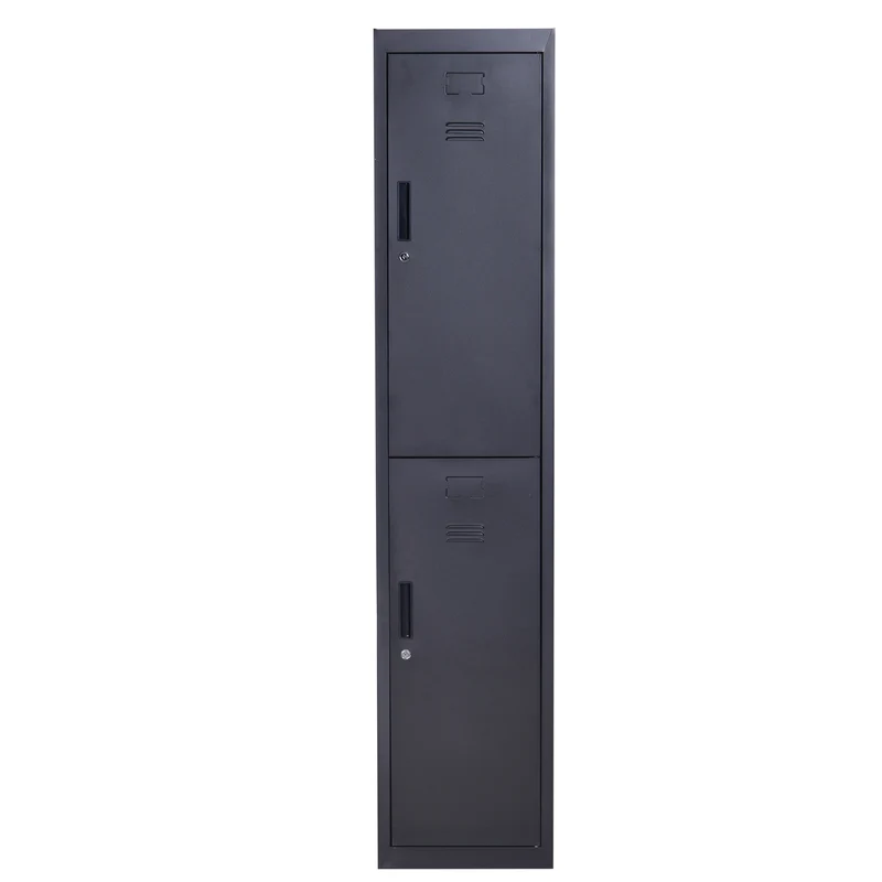 Armoire à casiers pour maison bureau 38 x 46 x 180 cm verrouillable ventilée industriel en acier laminé à froid noir 21_0006098