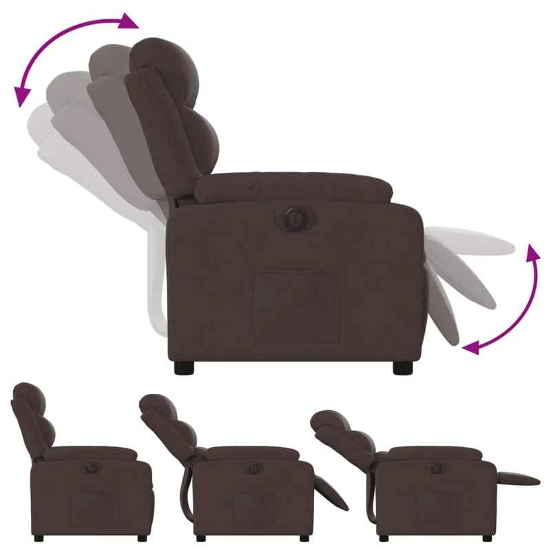 Fauteuil relax TV fonction d'inclinaison électrique très confortable en tissu marron foncé DEC028411