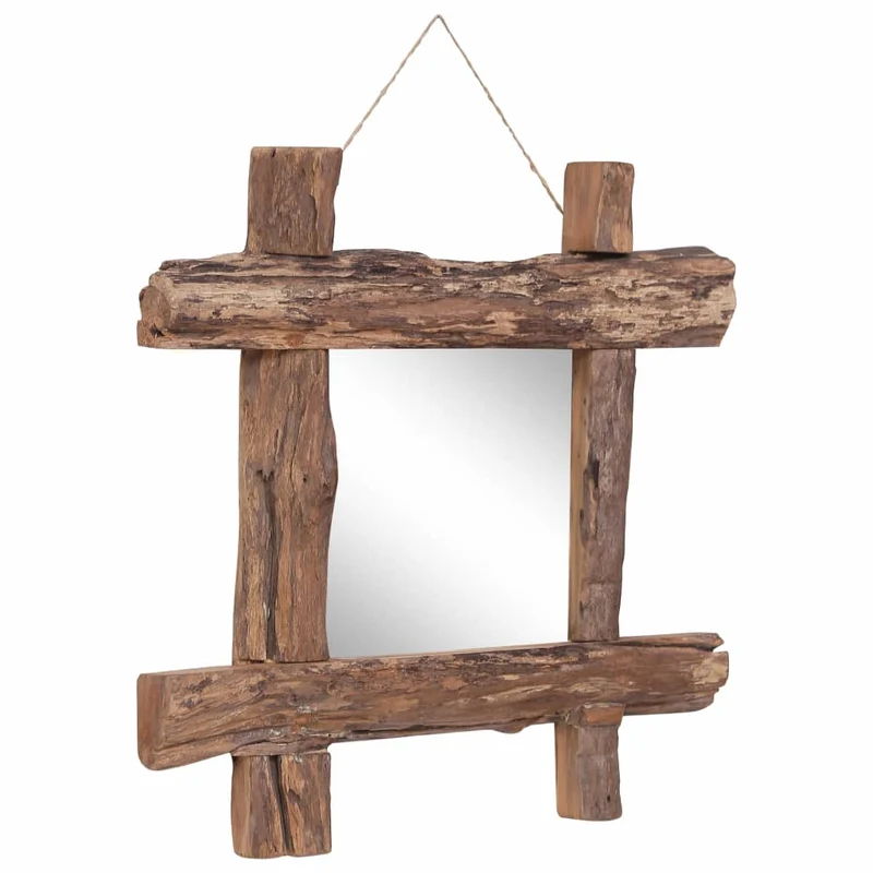 Miroir en forme de bûches Naturel 50x50 cm Bois de récupération massif DEC022798