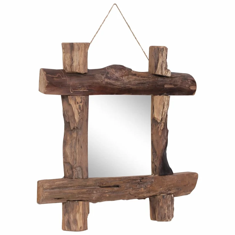 Miroir en forme de bûches Naturel 50x50 cm Bois de récupération massif DEC022798