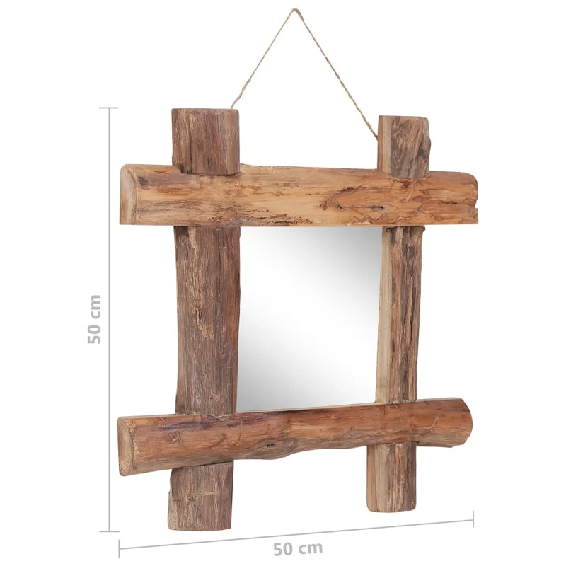 Miroir en forme de bûches Naturel 50x50 cm Bois de récupération massif DEC022798