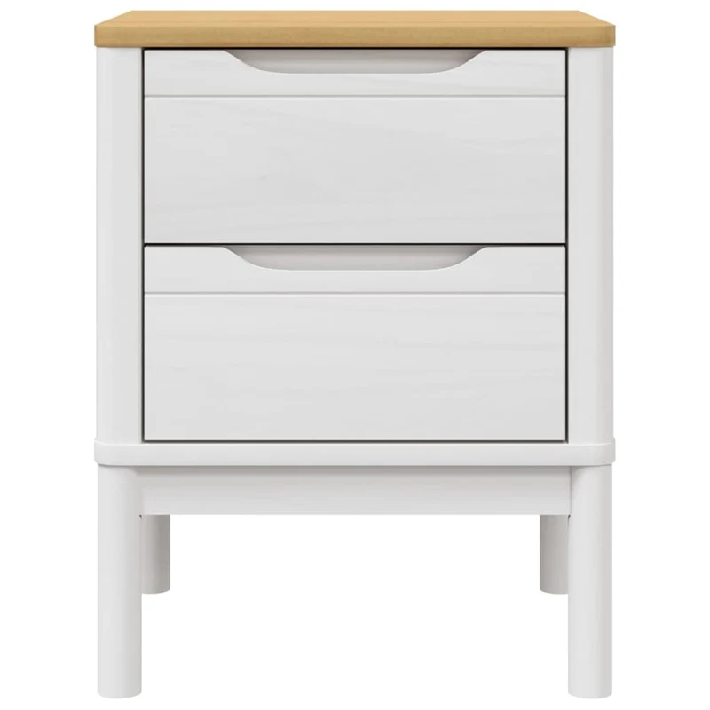 Table de chevet avec deux tiroirs 45 x 39 x 57 cm bois de pin massif blanc DEC033913