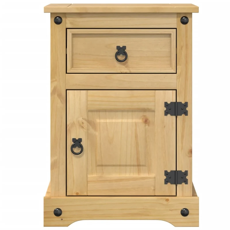 Table de chevet avec tiroir et compartiment avec porte 45 x 35 x 64 cm bois de pin massif DEC033903