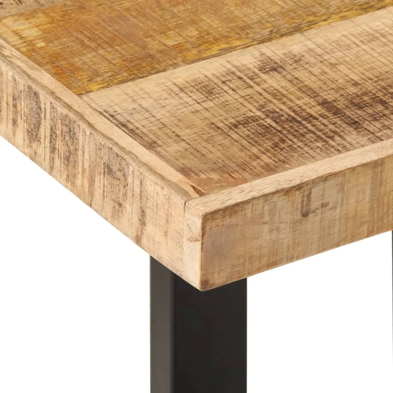 Banc design rustique industriel 160 cm bois de manguier brut massif et pieds en forme de U en acier DEC024694