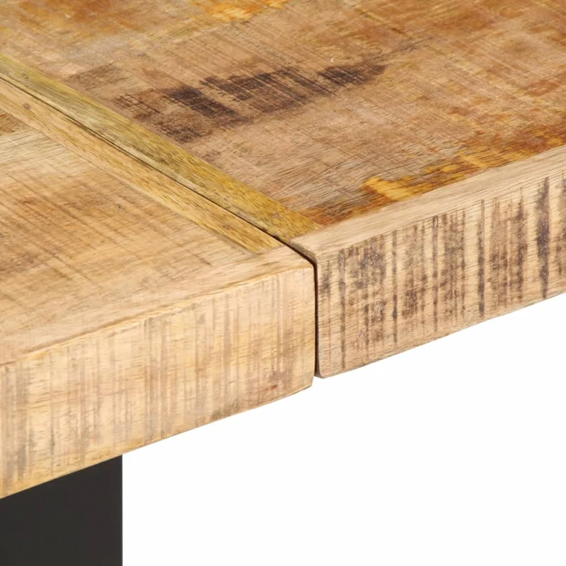 Banc design rustique industriel 160 cm bois de manguier brut massif et pieds en forme de U en acier DEC024694