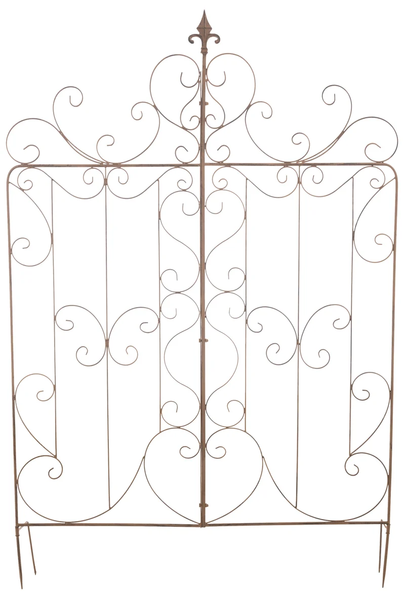 Lot de 2 treillis de jardin support pour plantes grimpantes 133x99 cm en métal marron vieilli 10_0003836