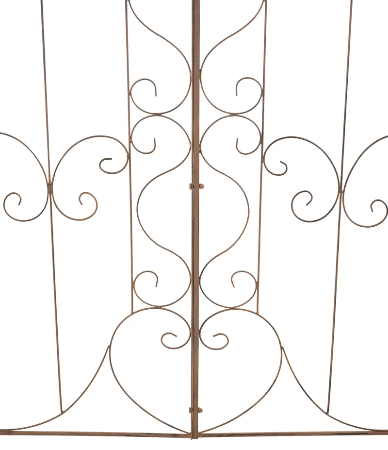 Lot de 2 treillis de jardin support pour plantes grimpantes 133x99 cm en métal marron vieilli 10_0003836