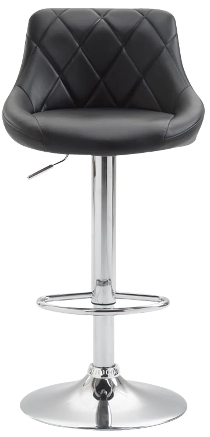 Tabouret de bar en synthétique noir pivotant avec repose-pieds coutures décoratives 10_0000112