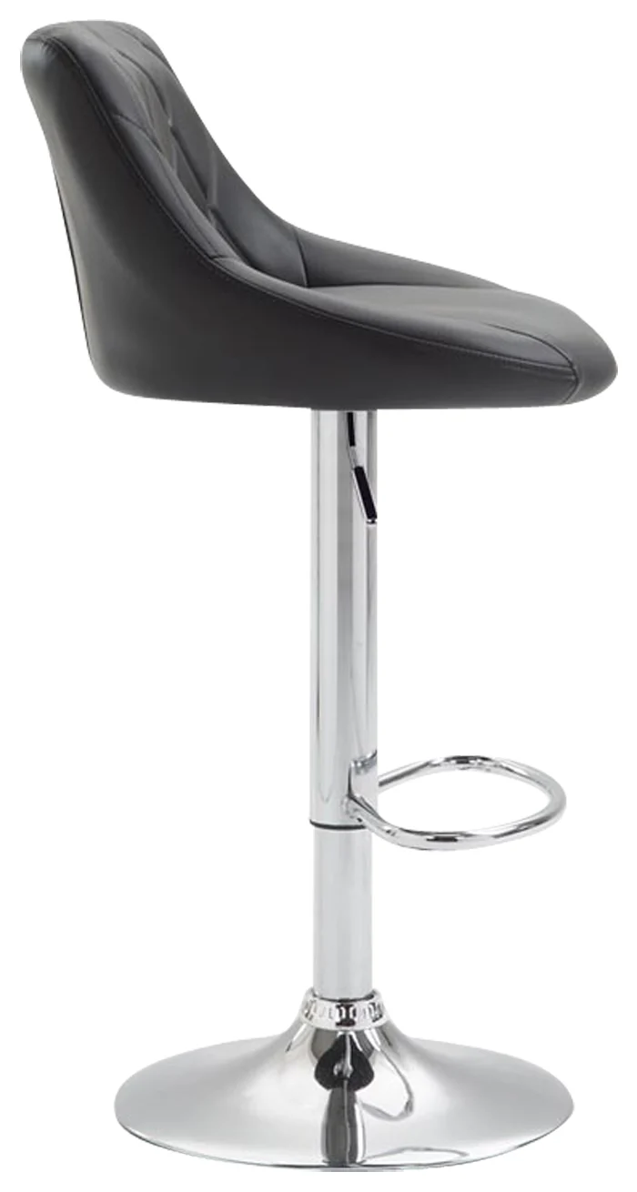 Tabouret de bar en synthétique noir pivotant avec repose-pieds coutures décoratives 10_0000112