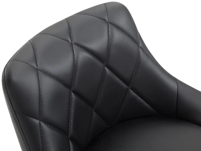 Tabouret de bar en synthétique noir pivotant avec repose-pieds coutures décoratives 10_0000112