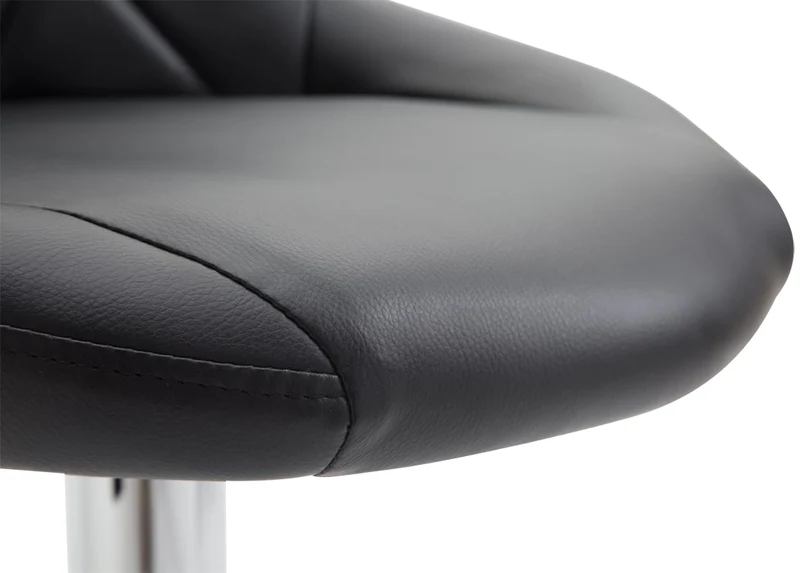 Tabouret de bar en synthétique noir pivotant avec repose-pieds coutures décoratives 10_0000112