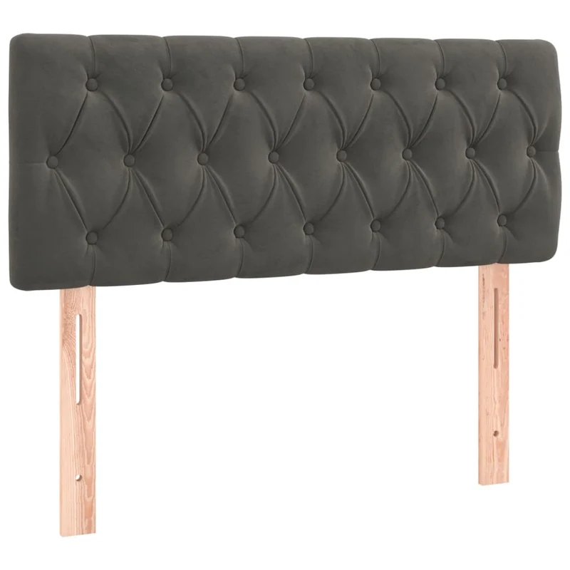 Tête de lit accessoire couchage chambre à coucher meuble à LED capitonné 100 x 7 x 78/88 cm tissu velours gris foncé TDL0201188