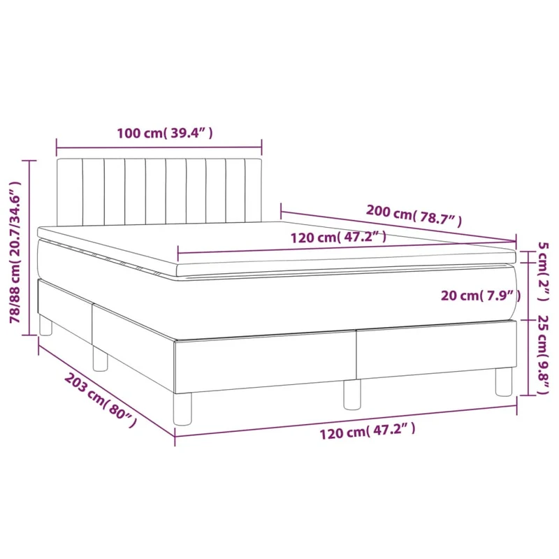 Cadre de lit LED avec sommier tête de lit matelas surmatelas 120x200 cm tissu velours gris clair TDL0207865