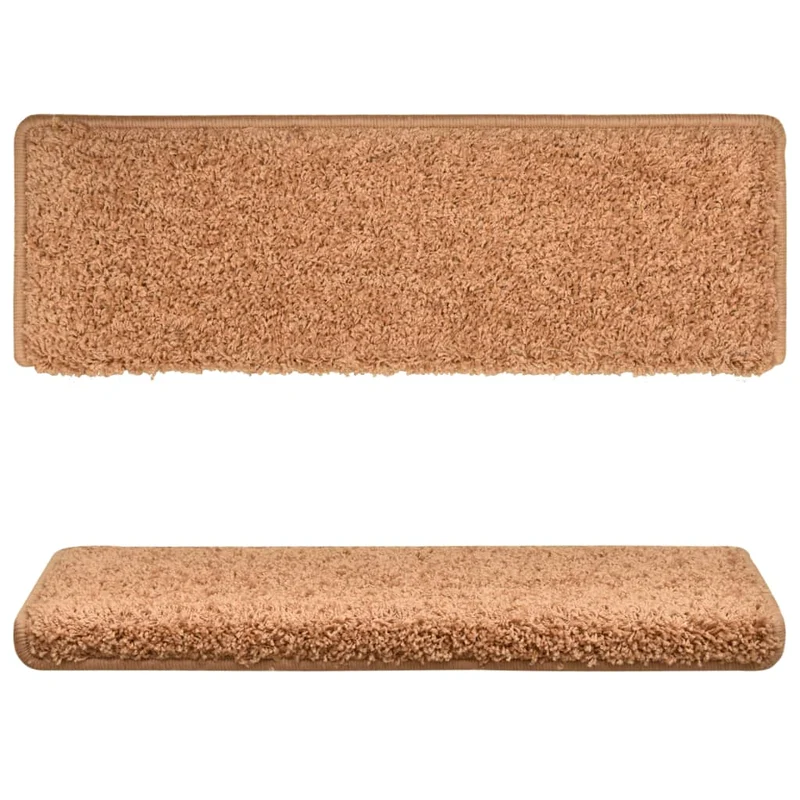 Tapis d'escalier 15 pièces 65x25 cm Marron DEC023822
