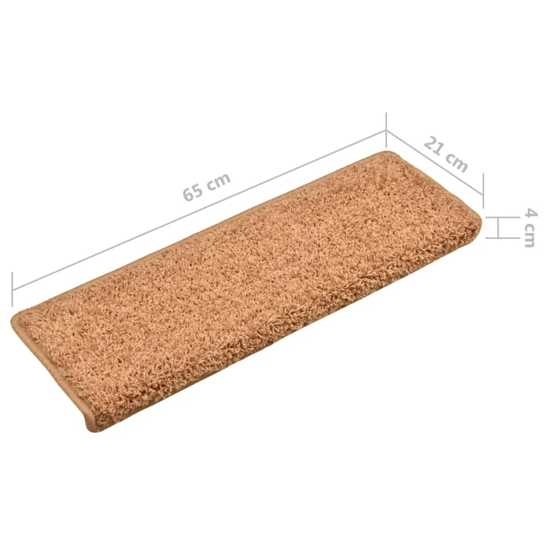 Tapis d'escalier 15 pièces 65x25 cm Marron DEC023822