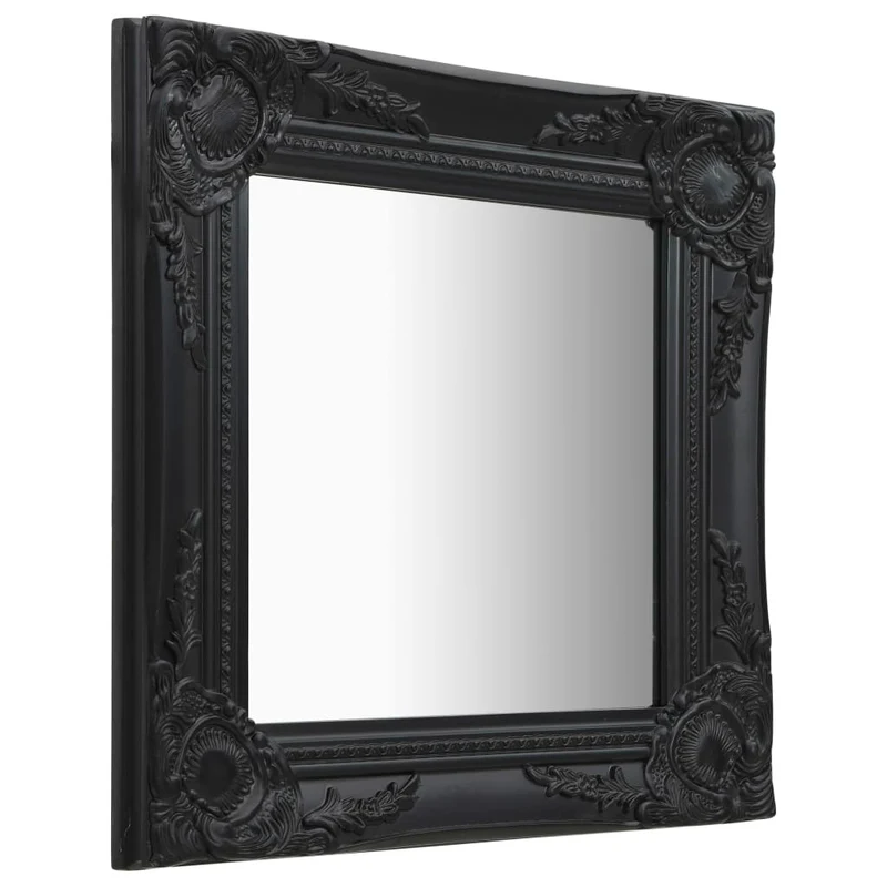 Miroir mural carré style baroque 40x40 cm Noir DEC022849