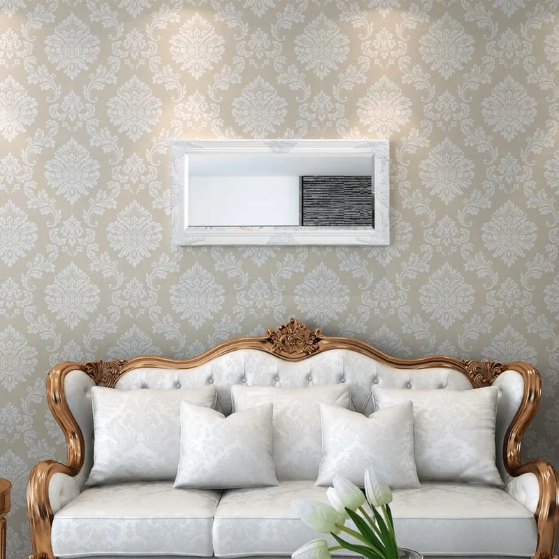 Miroir mural Style baroque 100 x 50 cm Blanc DEC022650