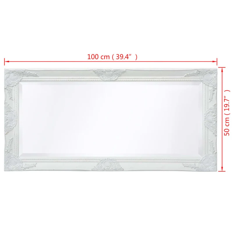 Miroir mural Style baroque 100 x 50 cm Blanc DEC022650