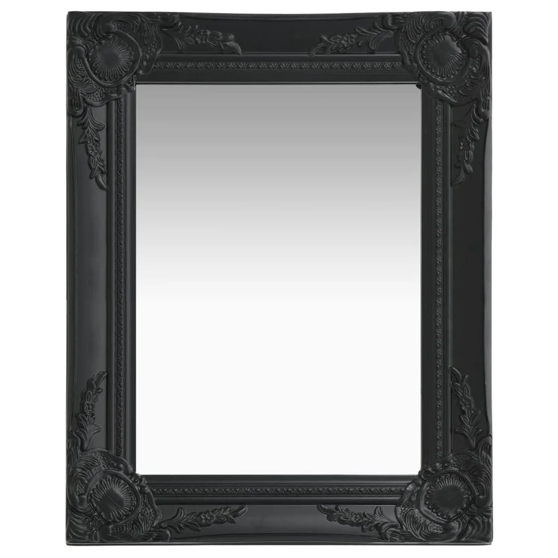 Miroir mural rectangulaire style baroque 50x40 cm Noir DEC022853