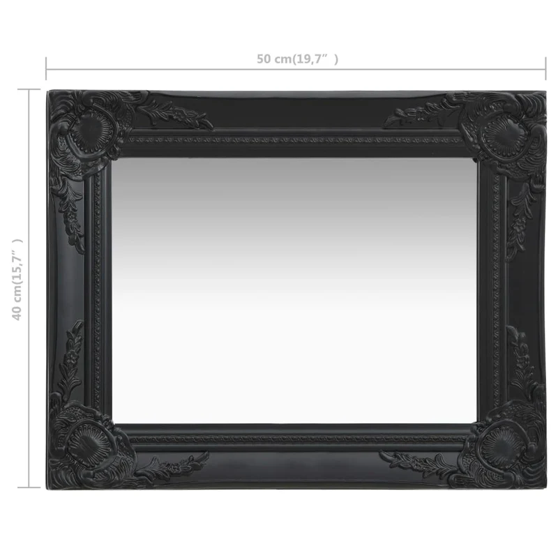 Miroir mural rectangulaire style baroque 50x40 cm Noir DEC022853